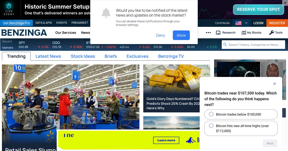 Benzinga - WordPress client project
